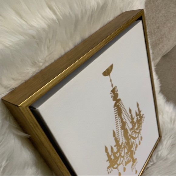 Gold Chandelier Framed Art/Canvas - Picture 4 of 11